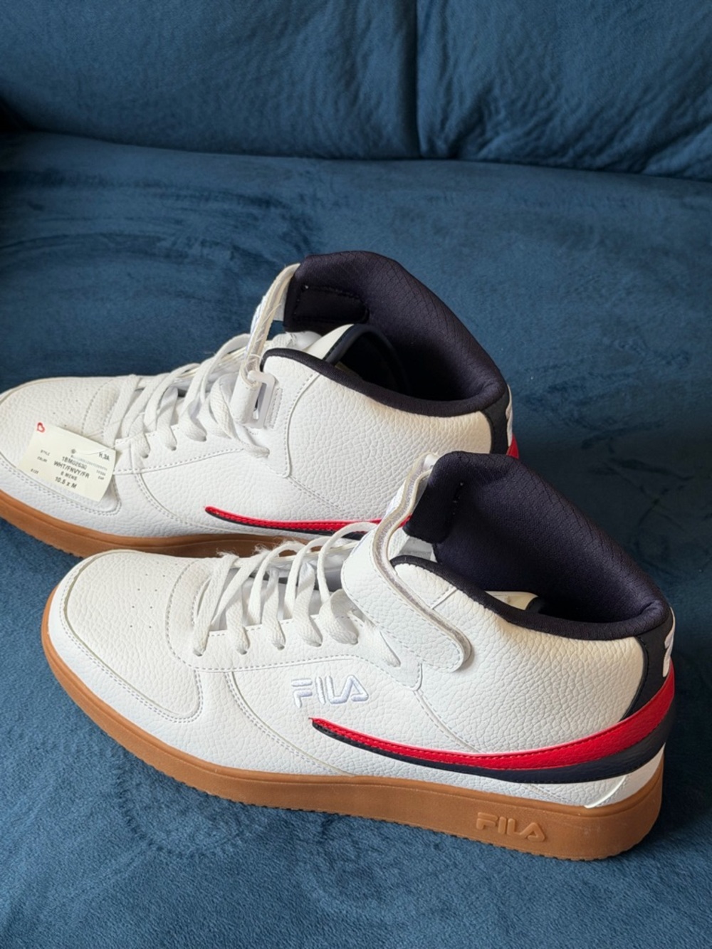 Fila Men’s White Sneakers with Red Accents and Gum Sole